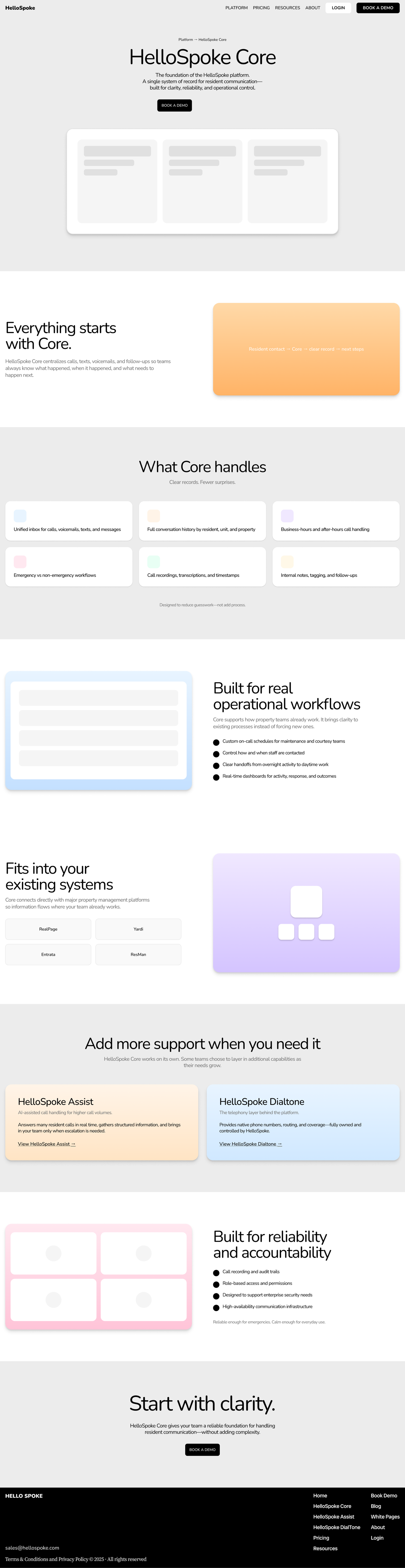 HelloSpoke Core platform page