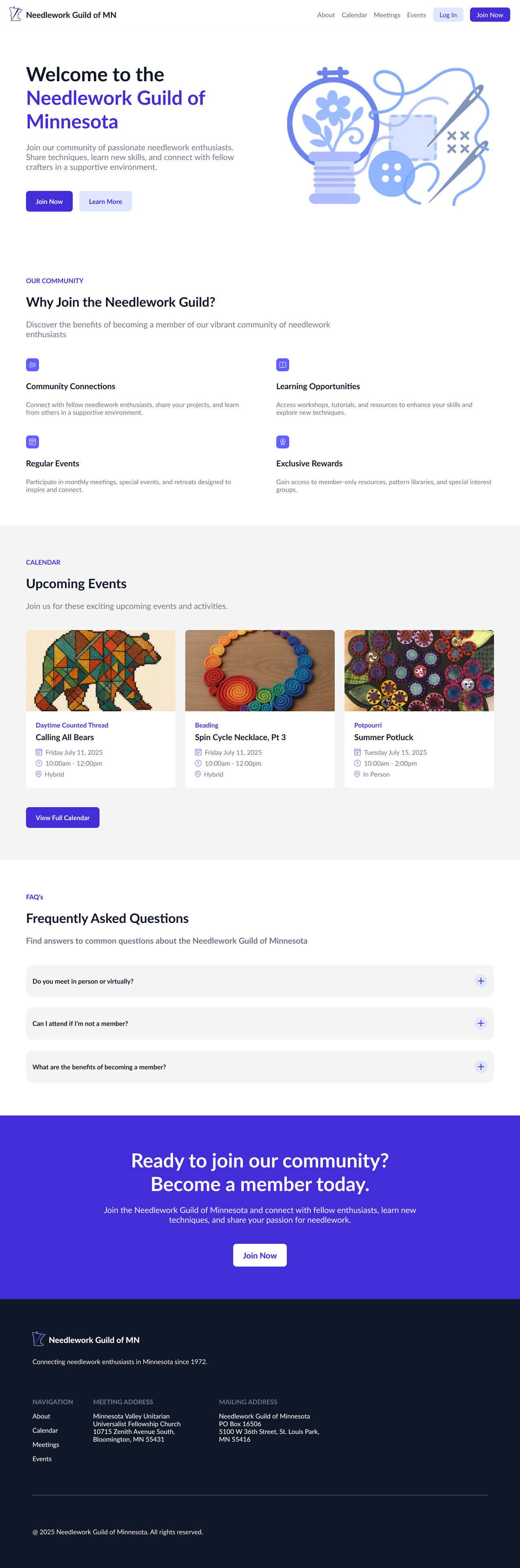 Needlework Guild — redesigned homepage